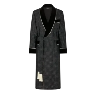Polka Dot Silk Shawl Collar Robe