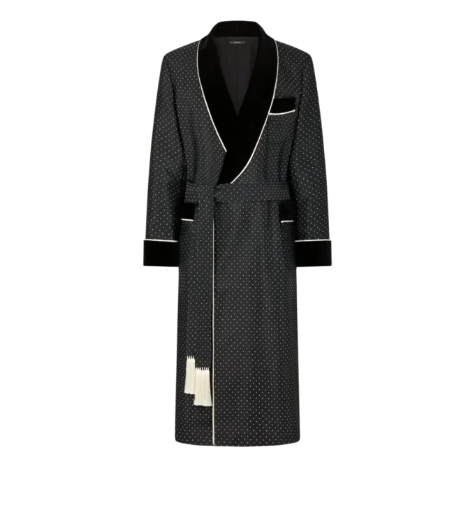 Polka Dot Silk Shawl Collar Robe Polka Dot Silk Shawl Collar Robe