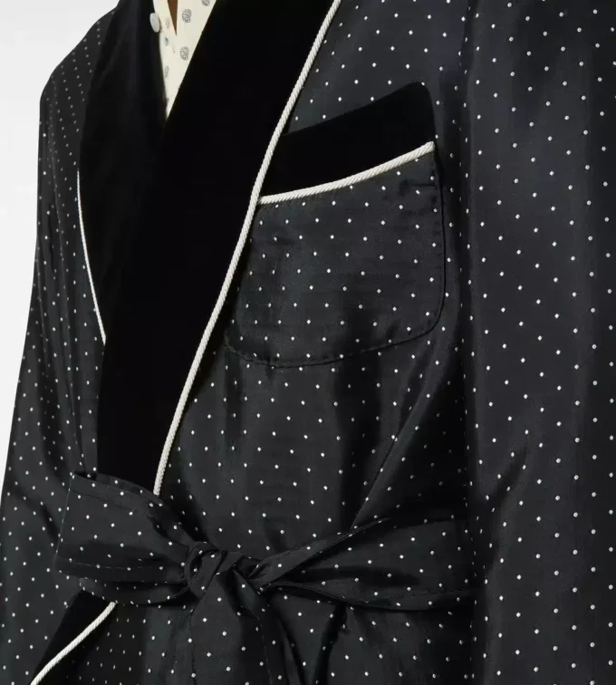 Polka Dot Silk Shawl Collar Robe Polka Dot Silk Shawl Collar Robe