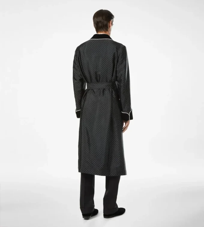 Polka Dot Silk Shawl Collar Robe Polka Dot Silk Shawl Collar Robe