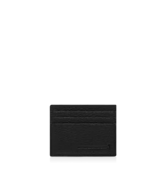 Printed Deer Leather Elongated T Line Card Holder with Central Pocket