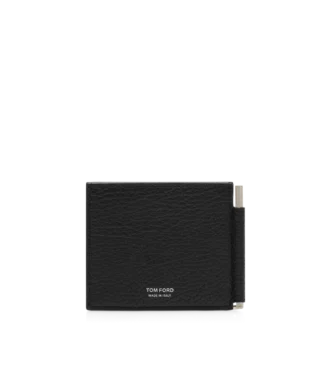 Printed Deer Leather Elongated T Line Money Clip Wallet