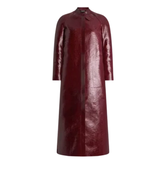 Printed Leather and Washed Duchesse Biker Coat