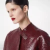 Printed Leather and Washed Duchesse Biker Coat Printed Leather and Washed Duchesse Biker Coat