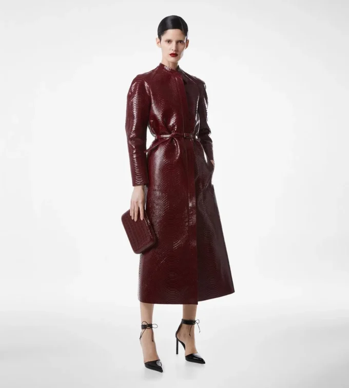 Printed Leather and Washed Duchesse Biker Coat Printed Leather and Washed Duchesse Biker Coat