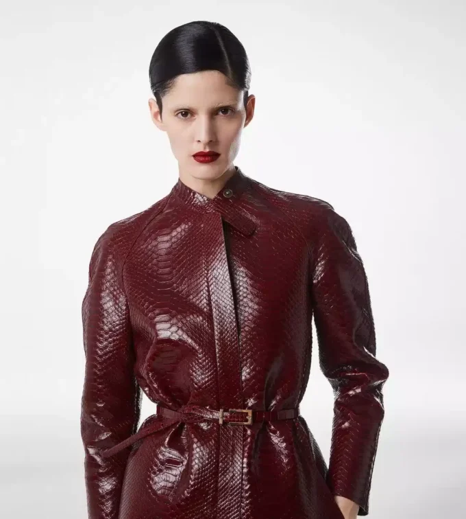 Printed Leather and Washed Duchesse Biker Coat Printed Leather and Washed Duchesse Biker Coat