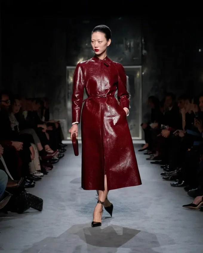 Printed Leather and Washed Duchesse Biker Coat Printed Leather and Washed Duchesse Biker Coat