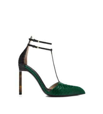 Printed Python T Strap Pump