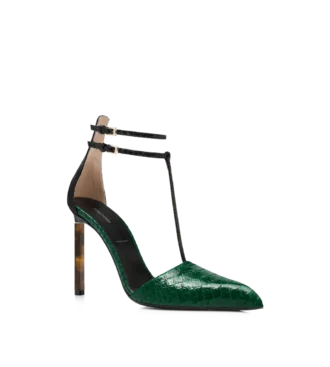 Printed Python T Strap Pump