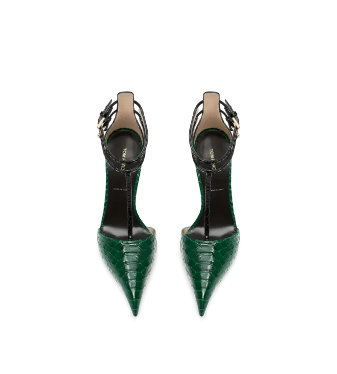 Printed Python T Strap Pump Printed Python T Strap Pump