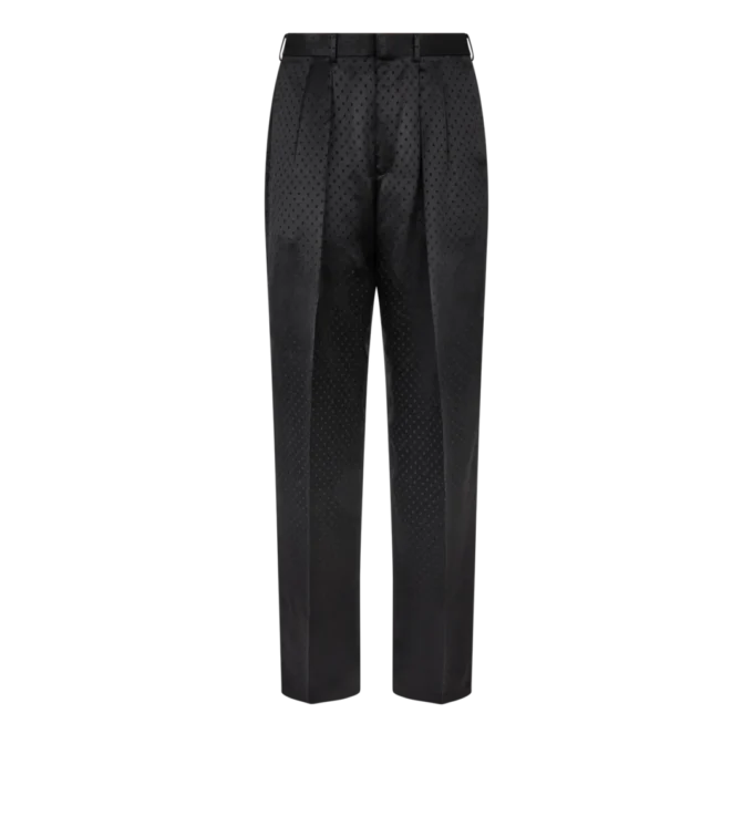 Satin Polka Dot Jacquard Double Pleat Pant