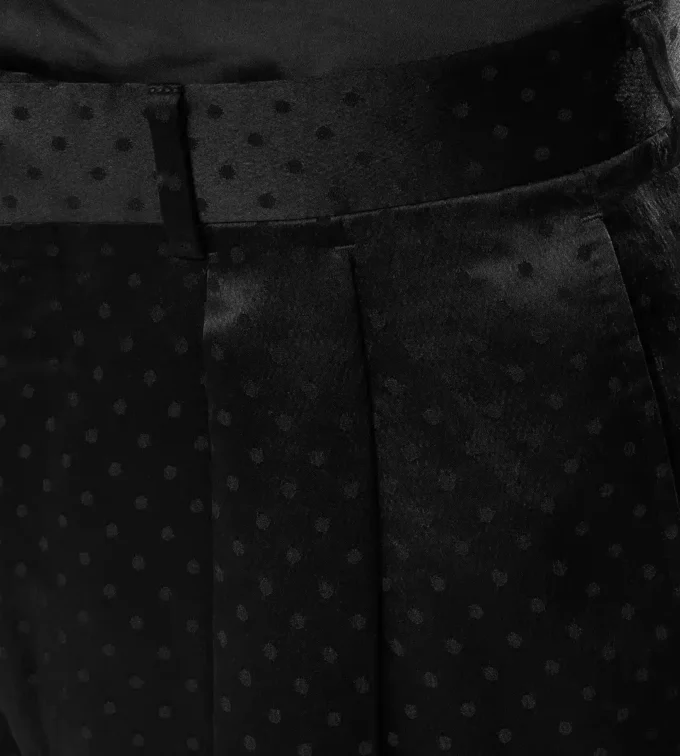 Satin Polka Dot Jacquard Double Pleat Pant