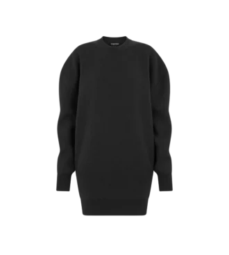 Sculptural Wool Cashmere Sweatshirt Mini Dress