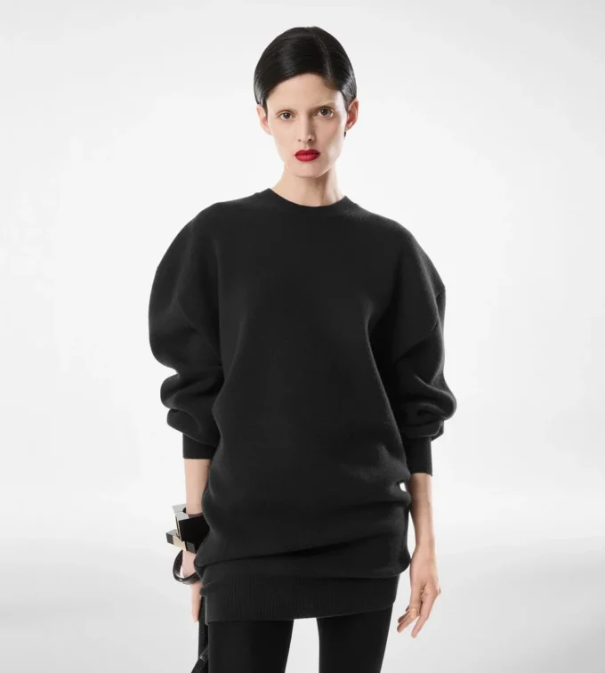 Sculptural Wool Cashmere Sweatshirt Mini Dress Sculptural Wool Cashmere Sweatshirt Mini Dress