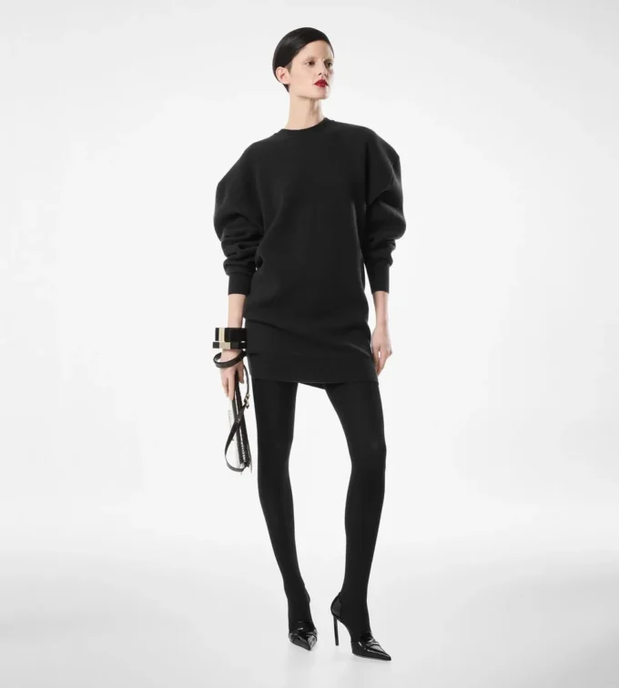 Sculptural Wool Cashmere Sweatshirt Mini Dress Sculptural Wool Cashmere Sweatshirt Mini Dress