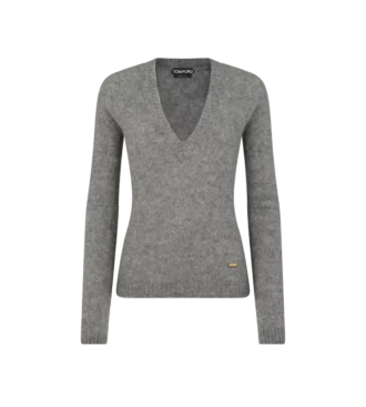 Seamless Cashmere Silk Knit V-Neck Top
