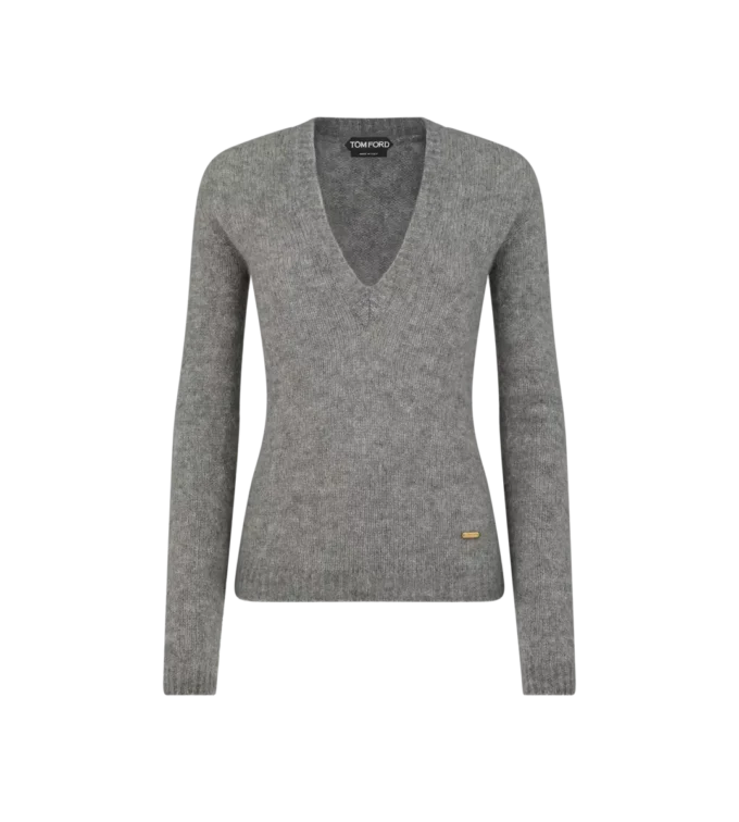 Seamless Cashmere Silk Knit V-Neck Top