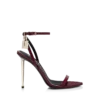 Semi Shiny Printed Python Padlock Pointy Naked Sandal