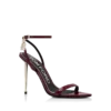 Semi Shiny Printed Python Padlock Pointy Naked Sandal