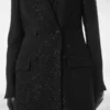 Sequined Wool Blend Crepe Double Breasted Coat Sequined Wool Blend Crepe Double Breasted Coat