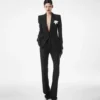 Sequined Wool Blend Crepe Tailored Straight Pants Sequined Wool Blend Crepe Tailored Straight Pants