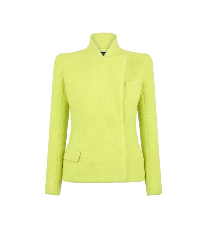 Sequined Wool Cashmere and Silk Blend Tweed Wrap Jacket