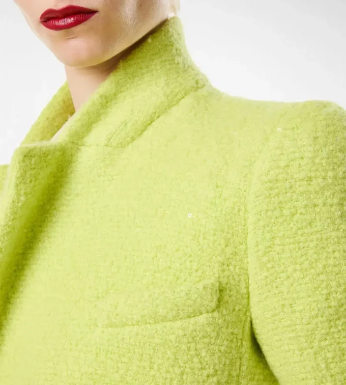 Sequined Wool Cashmere and Silk Blend Tweed Wrap Jacket