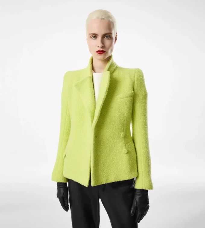 Sequined Wool Cashmere and Silk Blend Tweed Wrap Jacket