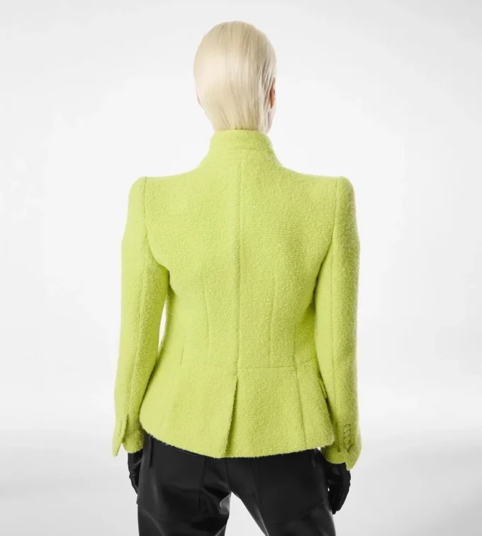 Sequined Wool Cashmere and Silk Blend Tweed Wrap Jacket