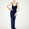 Sequins Embroidered Silk Sleeveless Asymmetric Evening Dress