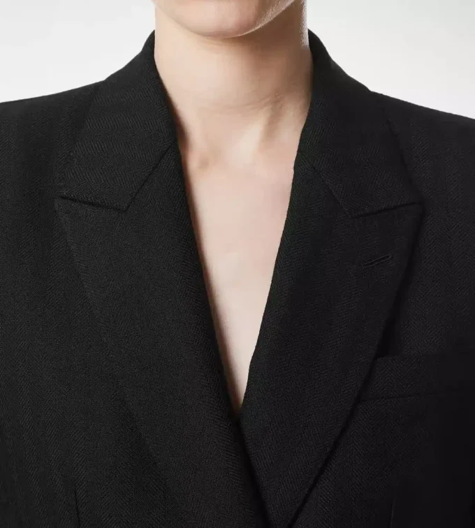 Sharp Herringbone Double Breasted Jacket Sharp Herringbone Double Breasted Jacket
