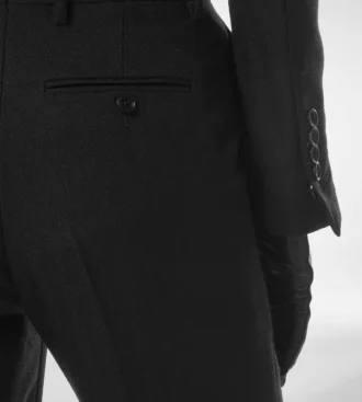 Sharp Herringbone Tailored Straight Pants