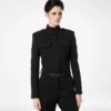 Sharp Wool Gabardine Officer Jacket with Piping Sharp Wool Gabardine Officer Jacket with Piping