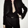 Sharp Wool Gabardine Officer Jacket with Piping Sharp Wool Gabardine Officer Jacket with Piping