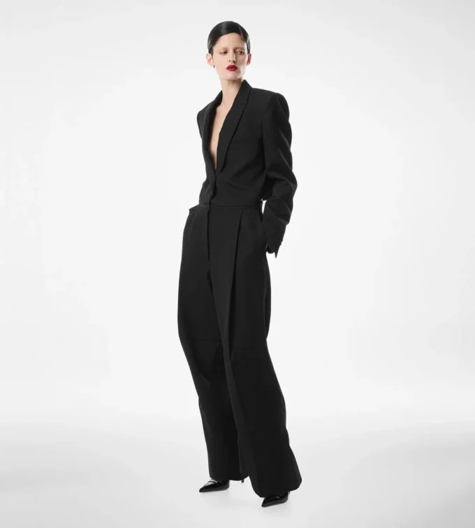Sharp Wool Tuxedo Jumpsuit Sharp Wool Tuxedo Jumpsuit