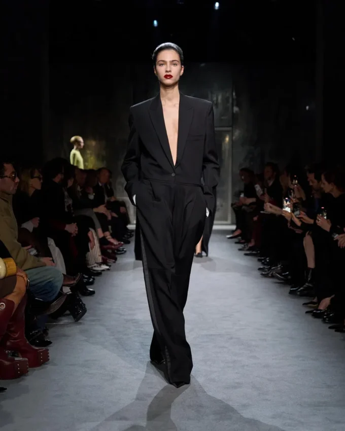 Sharp Wool Tuxedo Jumpsuit Sharp Wool Tuxedo Jumpsuit