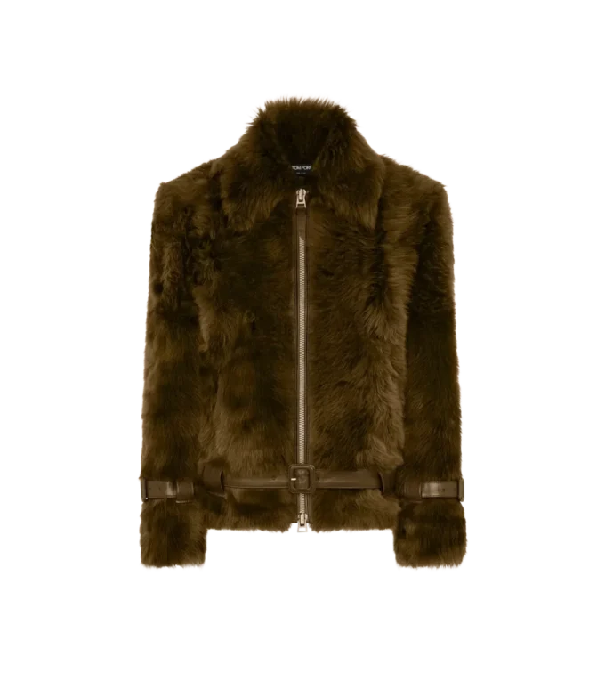 Shearling Blouson with Leather Details Shearling Blouson with Leather Details