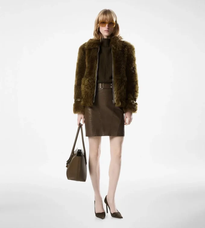 Shearling Blouson with Leather Details Shearling Blouson with Leather Details