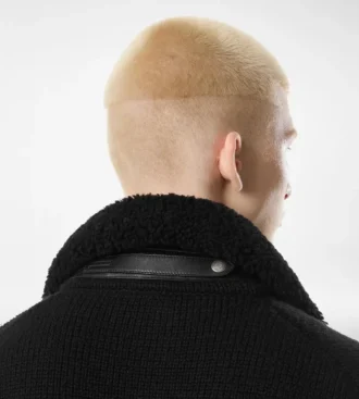 Shearling Collar Cashmere Cardigan