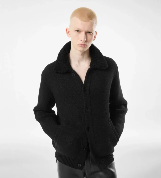 Shearling Collar Cashmere Cardigan Shearling Collar Cashmere Cardigan