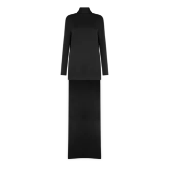 Shiny Crepe Mock Neck Cocktail Dress