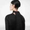 Shiny Crepe Mock Neck Cocktail Dress Shiny Crepe Mock Neck Cocktail Dress