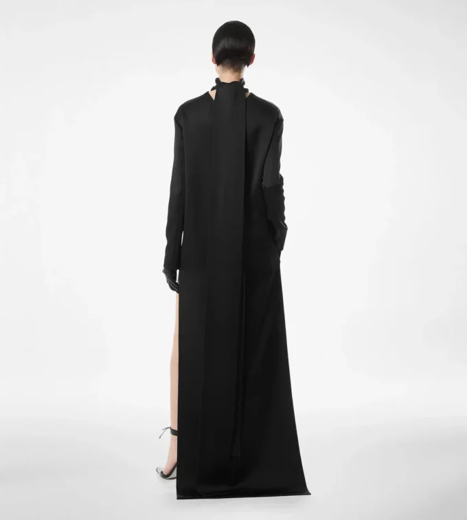 Shiny Crepe Mock Neck Cocktail Dress Shiny Crepe Mock Neck Cocktail Dress