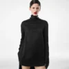 Shiny Crepe Mock Neck Cocktail Dress Shiny Crepe Mock Neck Cocktail Dress