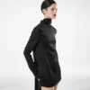 Shiny Crepe Mock Neck Cocktail Dress Shiny Crepe Mock Neck Cocktail Dress