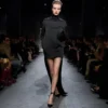Shiny Crepe Mock Neck Cocktail Dress Shiny Crepe Mock Neck Cocktail Dress