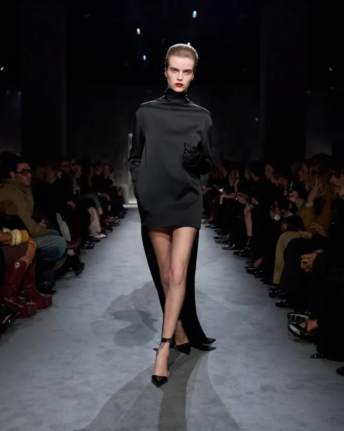 Shiny Crepe Mock Neck Cocktail Dress Shiny Crepe Mock Neck Cocktail Dress