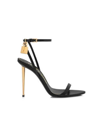 Shiny Leather Padlock Pointy Naked Sandal Shiny Leather Padlock Pointy Naked Sandal