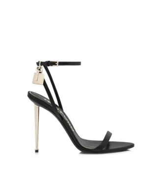 Shiny Leather Padlock Pointy Naked Sandal