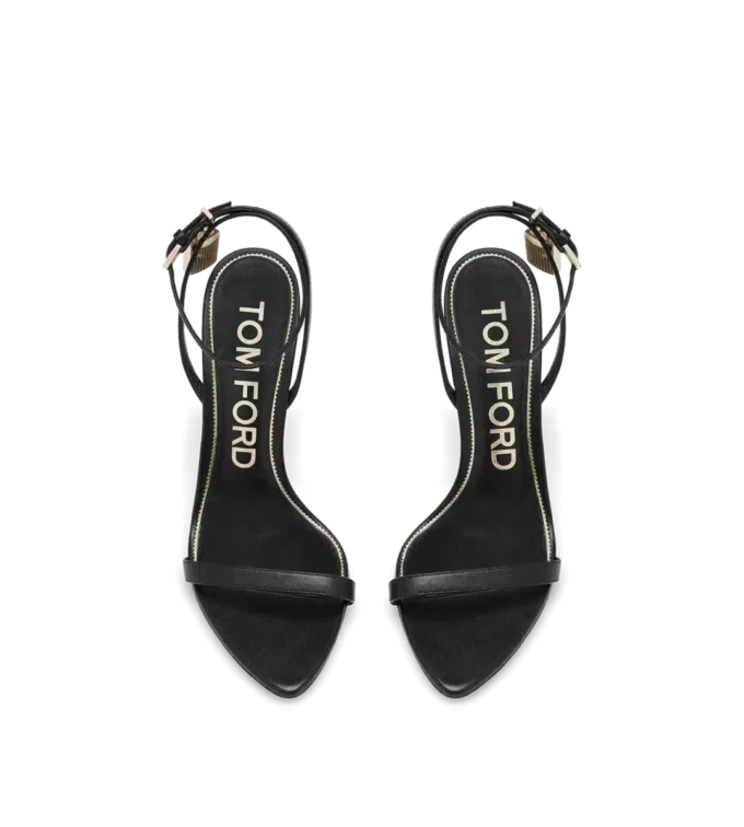 Shiny Leather Padlock Pointy Naked Sandal Shiny Leather Padlock Pointy Naked Sandal